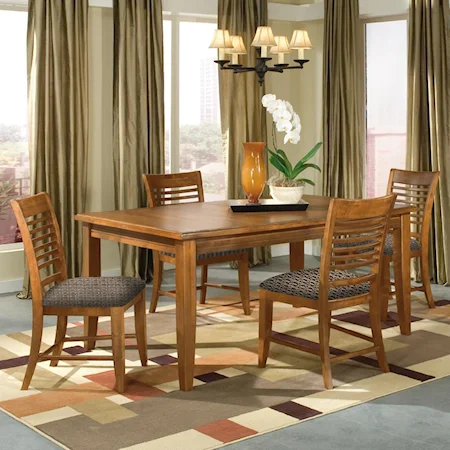 5-Piece Contemporary Leg Dining Table & 4  Side Chair Set